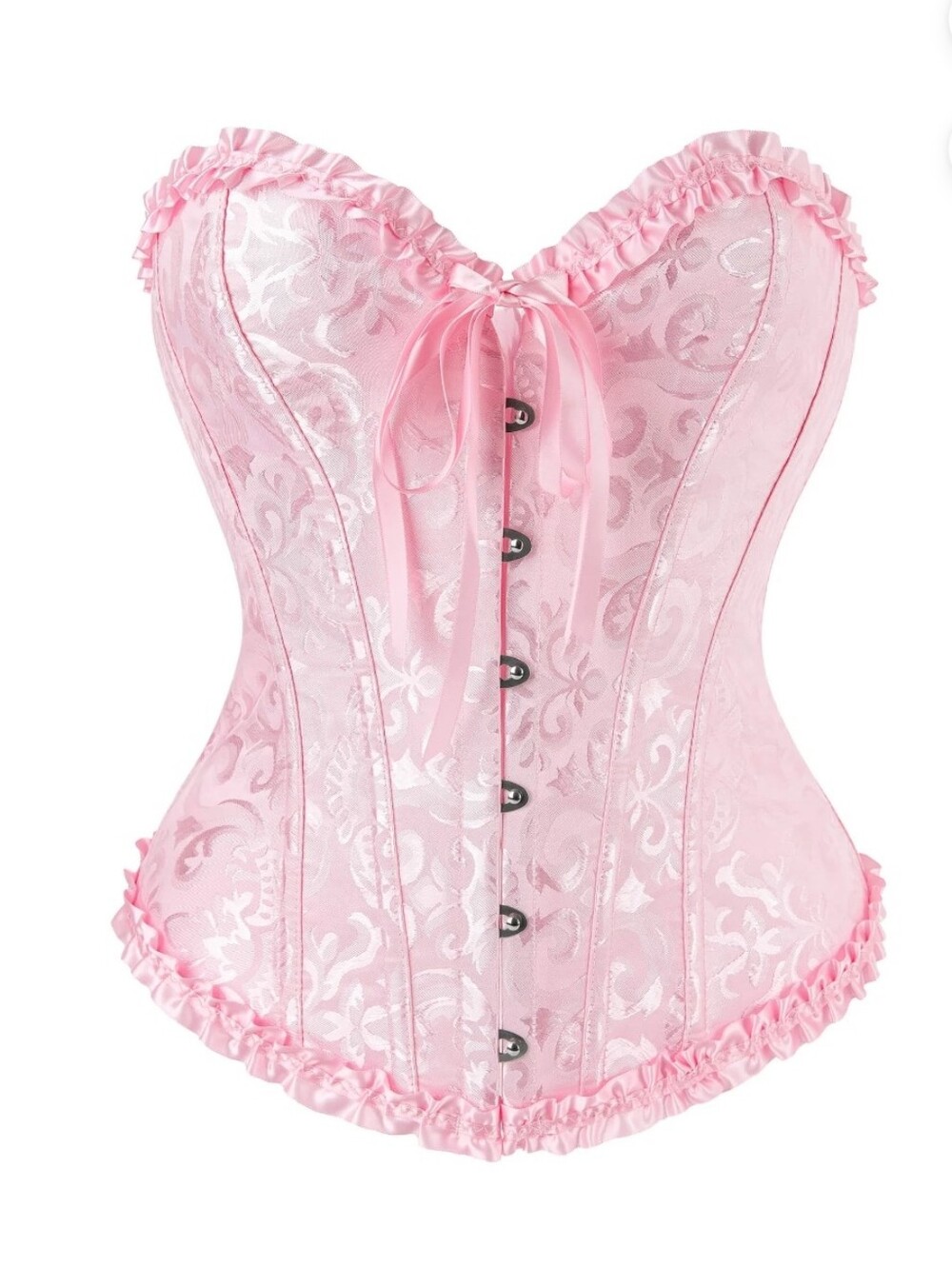 Pink Lace-Up Satin Corset Top - Women Intimates